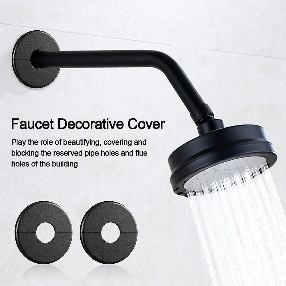 Shower Faucet Cover ABS Round Faucet Decorative Cover Black White Pipe Wall Covers Faucet Decor Kitchen Shower Faucet Accessory