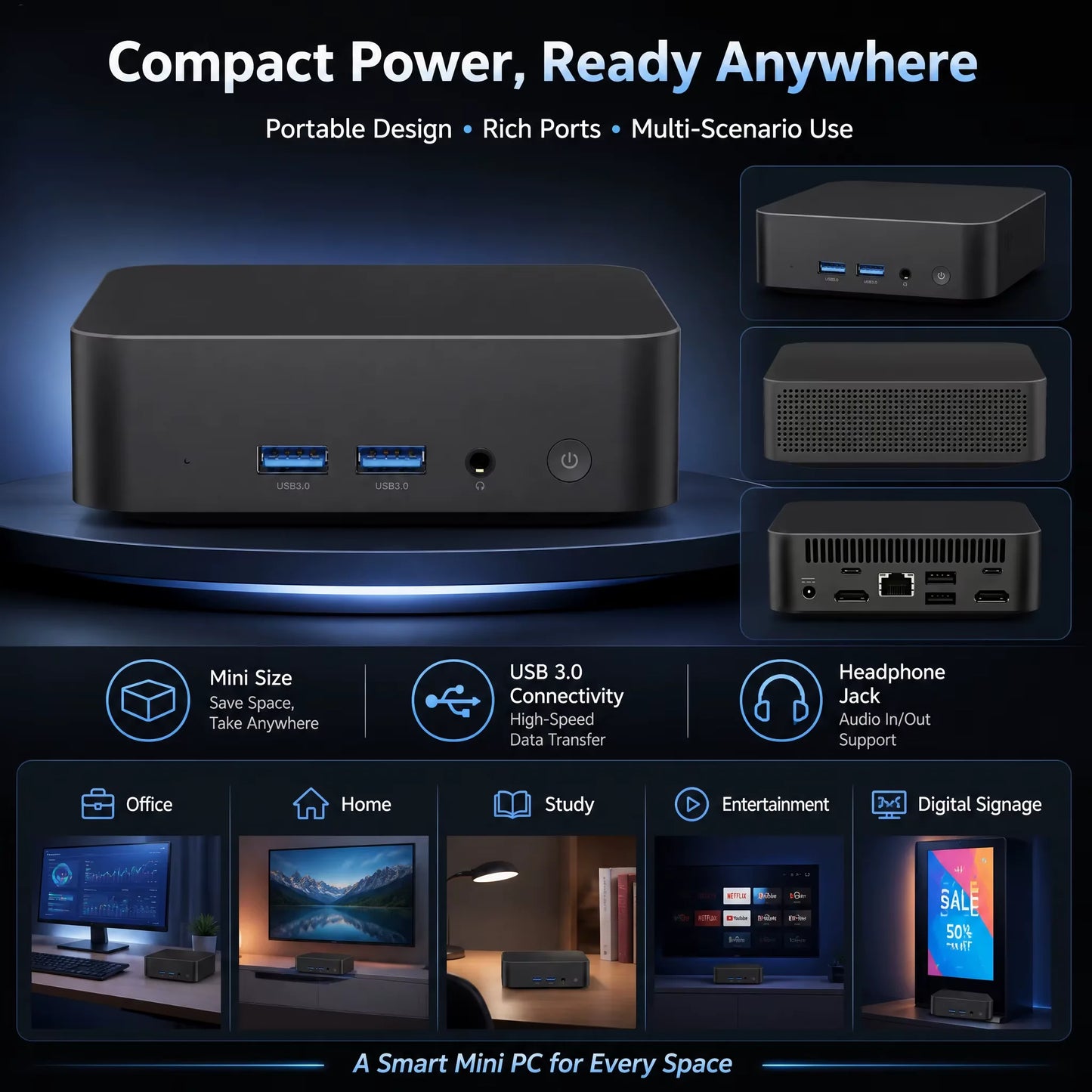 2026 Intel N150 Mini PC Windows 11 Intel Core i9 10980HK 16GB 32GB RAM Pocket Desktop PC 1TB 2TB SSD WiFi6 4KHD Gaming Computer