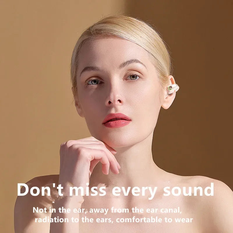 STTKGZD Earphone Clip Wireless Bluetooth Headphone Bone Conduction Headset High Quality TWS Auriculares Sport Noise Canceling