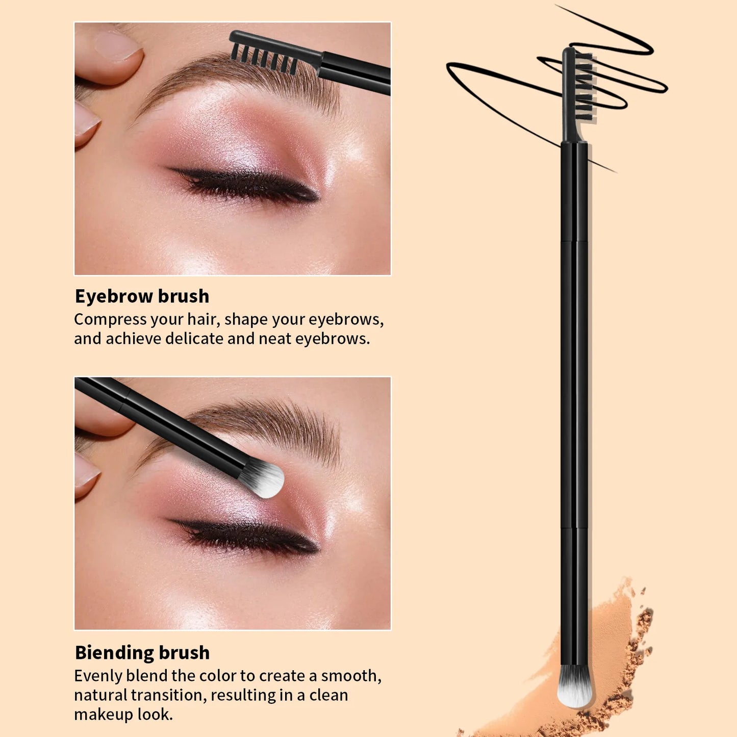 11 full set of eye makeup brushes, double-head design, eyeshadow brush, smudge brush, eyebrow brush, full set of beauty tools