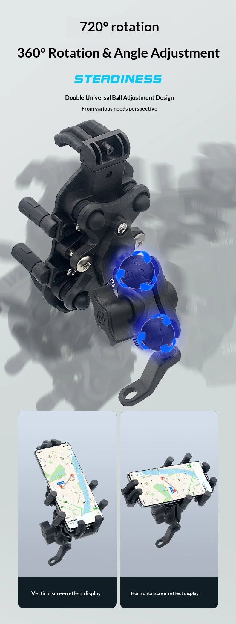 Motorcycle Mobile  Holder Car Aluminum Alloy Upgrade Shock Absorption Electric Vehicle Mobile Phone Holder Outdoor Mirror Seat