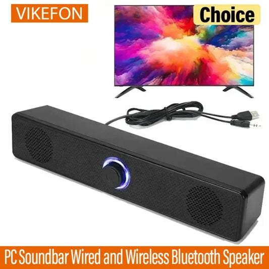 Wireless Bluetooth and PC Soundbar Wired Speaker USB Powered Soundbar for TV Pc Laptop Gaming Home Theater Surround Audio System