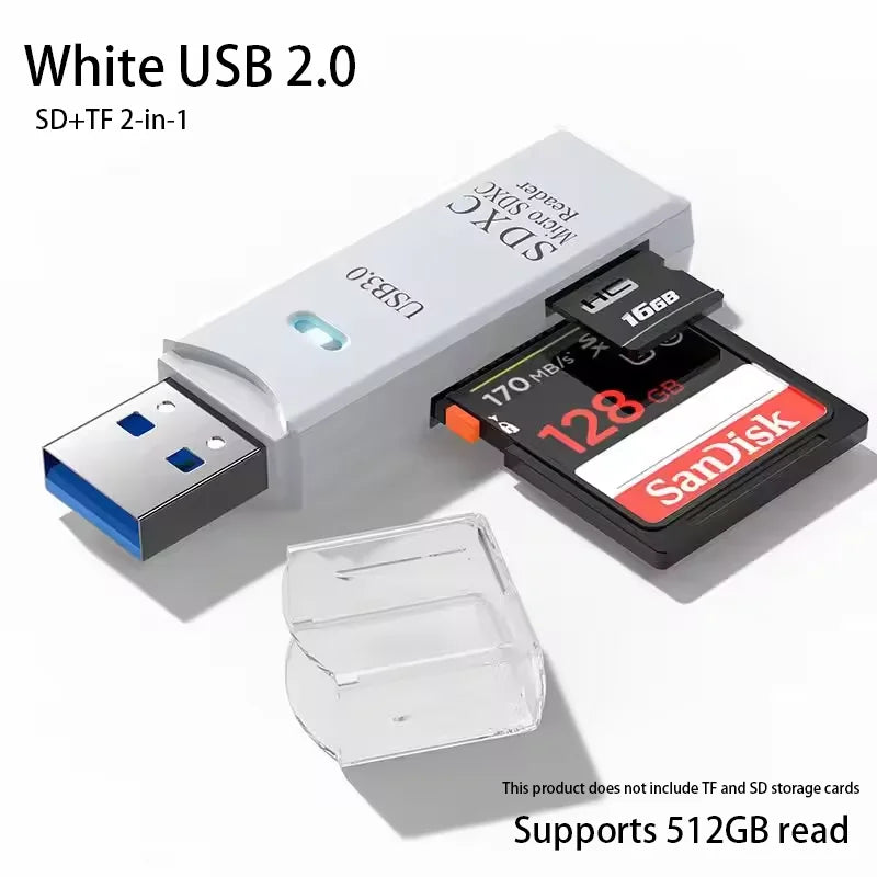 2-in-1 Multi Functional  USB 3.0 Card ReaderMiniSD TFMemoryCardReaderUSBFlashDrive CardreaderAdapter For PCLaptops Accessories
