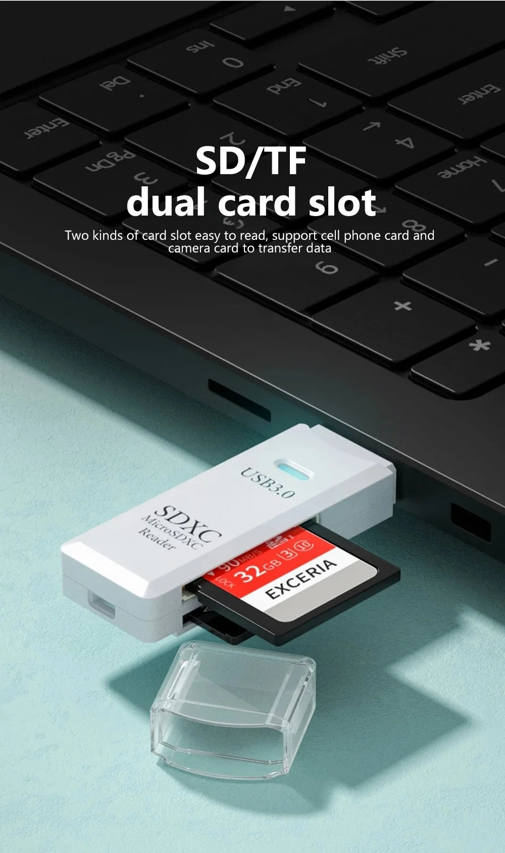 2-in-1 Multi Functional USB3.0/2.0 Card Reader Micro SD TF Memory Card Reader USB Flash Drive Cardreader Adapter For PC Laptops