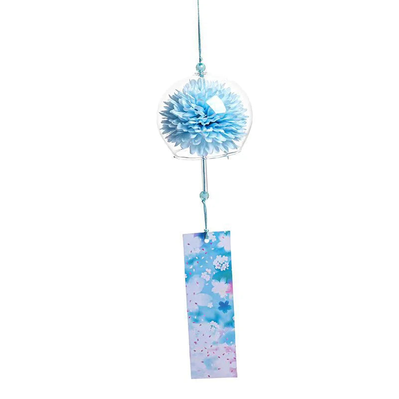 1PC Japanese Wind Bell Japan Wind Chime Handmade Glass Furin Home Spa Kitchen Office Decor Sakura Cherry Blossom Pattern Pendant