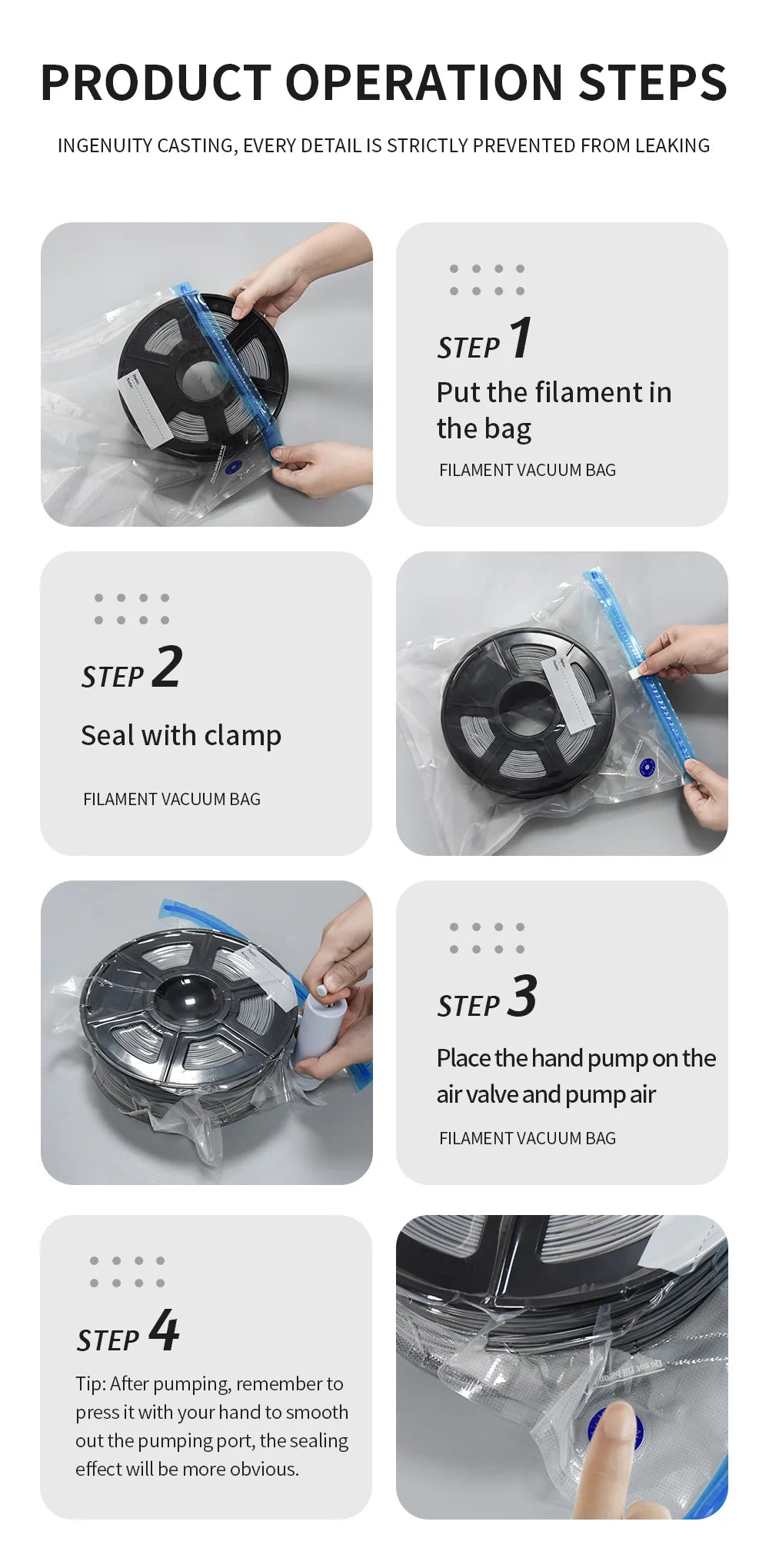 3D Printer Filament Storage Bag PLA Filament Vacuum Bag Dryer Safekeep Humidity Resistant Sealing Bags Keep Filament Dry Sealed