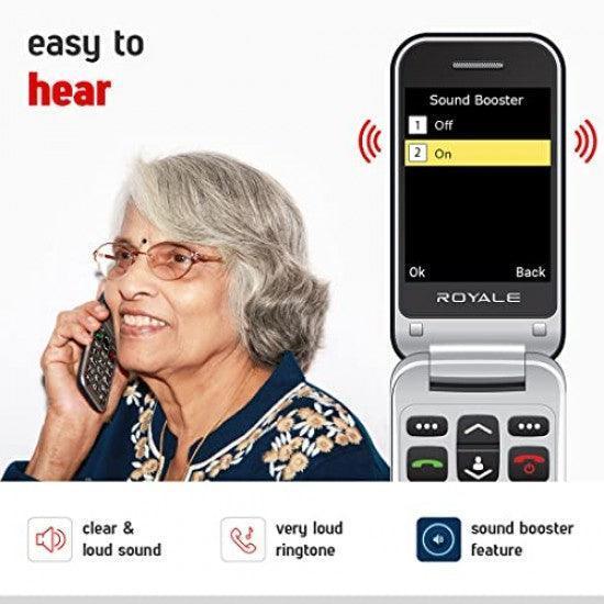 Easyfone Royale for Seniors - 2.4” Flip Phone with 20+ Elder Friendly Features Like SOS, Sound Boost, Big Keypad - Triveni World
