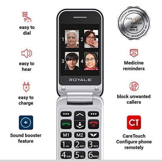 Easyfone Royale for Seniors - 2.4” Flip Phone with 20+ Elder Friendly Features Like SOS, Sound Boost, Big Keypad - Triveni World