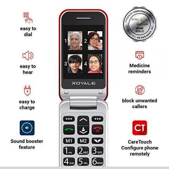 Easyfone Royale for Seniors - 2.4” Flip Phone with 20+ Elder Friendly Features Like SOS, Sound Boost, Big Keypad - Triveni World