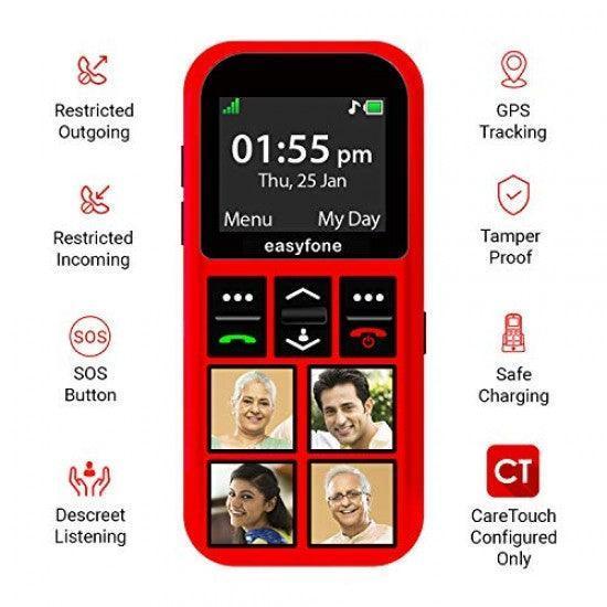 senior world Easyfone Star - Safety Device Cum Phone for Kids with SOS, GPS Tracking, Discreet Listening, Photo Dial, No Internet - Triveni World