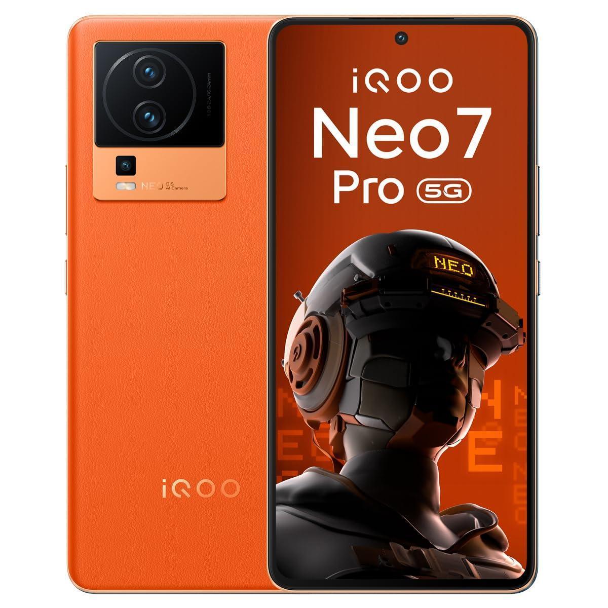 iQOO Neo 7 Pro 5G (Fearless Flame, 8Gb Ram, 128Gb Storage) | Snapdragon 8+ Gen 1 | Independent Gaming Chip | Flagship 50Mp Ois Camera | Premium Leather Design, Orange - Triveni World