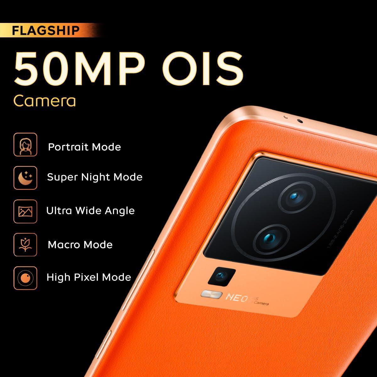 iQOO Neo 7 Pro 5G (Fearless Flame, 8Gb Ram, 128Gb Storage) | Snapdragon 8+ Gen 1 | Independent Gaming Chip | Flagship 50Mp Ois Camera | Premium Leather Design, Orange - Triveni World