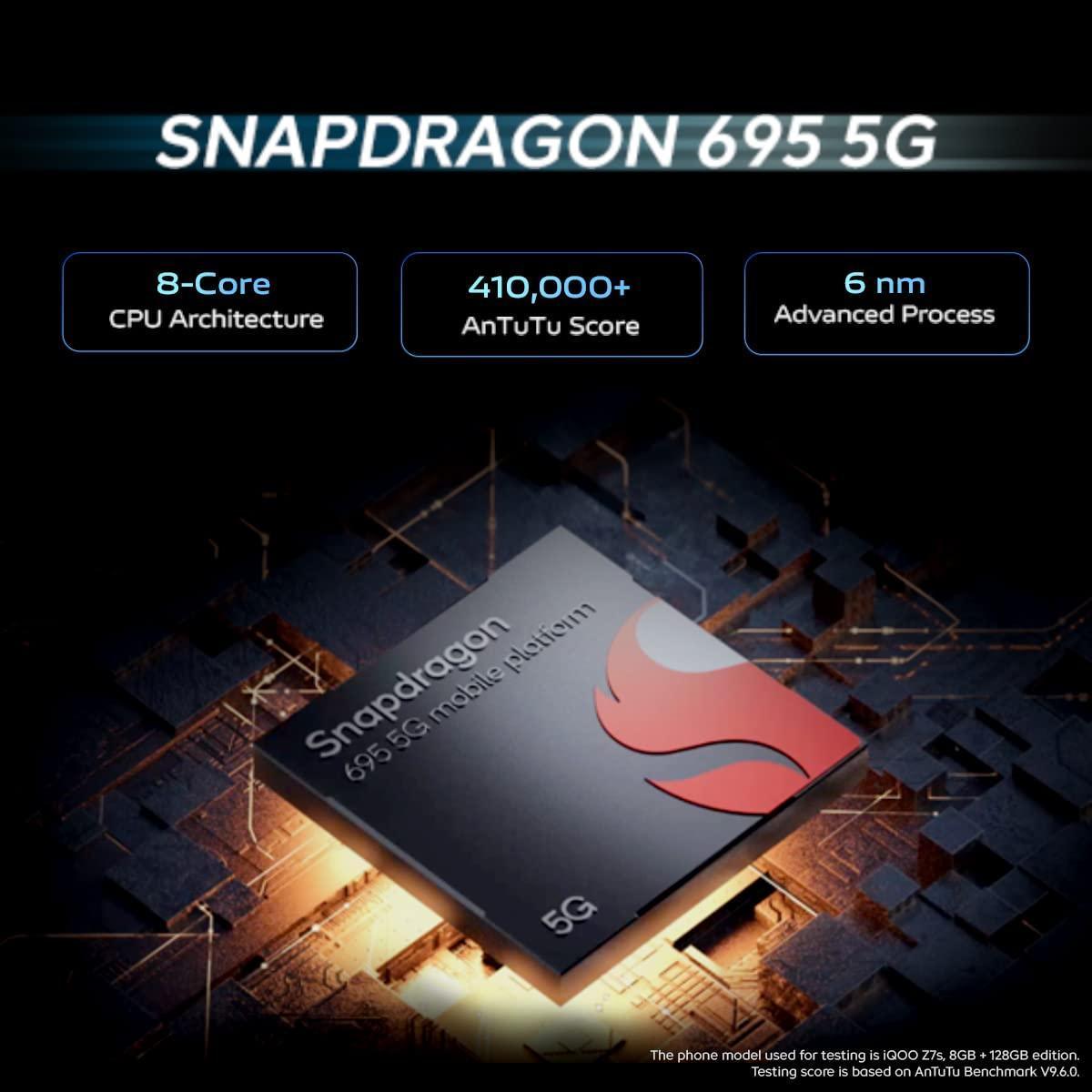 iQOO Z7s 5G by vivo (Norway Blue, 8GB RAM, 128GB Storage) | Ultra Bright AMOLED Display | Snapdragon 695 5G 6nm Processor | 64 MP OIS Ultra Stable Camera | 44WFlashCharge - Triveni World