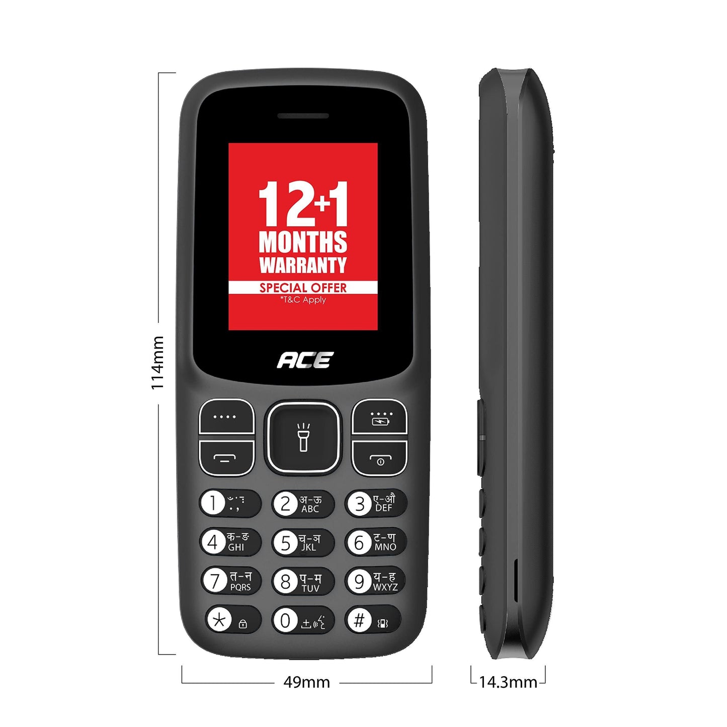 itel Ace2 Comes with 1.8" Display Size, 1000 mAh Battery, Bluetooth with Kingtalker & Contact icon Support | Black - Triveni World