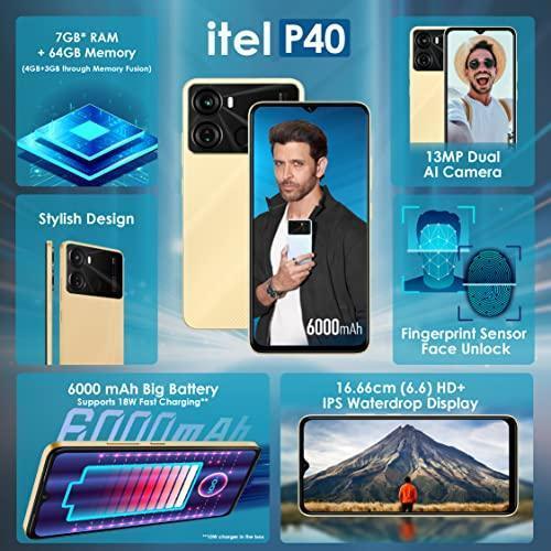 itel P40 (6000mAh Battery with Fast Charging | 4GB RAM + 64GB ROM, Up to 7GB RAM with Memory Fusion | Octa-core Processor | 13MP AI Dual Rear Camera) - Luxurious Gold - Triveni World
