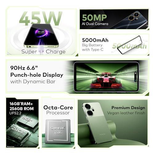itel P55+ 4G | Upto 16GB RAM with Memory Fusion & 256GB ROM| 50MP AI Dual Rear Camera & 8MP Front Camera| 45W Charger with 5000 mAh Battery | Dynamic Bar|UFS 2.2| Royal Green - Triveni World