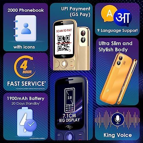 itel SG600 Keypad Mobile Phone with 2.8 inch Display|1900mAh Battery|UPI Pay|Crystal Clear Calls | 4 Hour Service|1.3 MP Camera with Flash |Kingvoice|Metal Finish|Orange - Triveni World