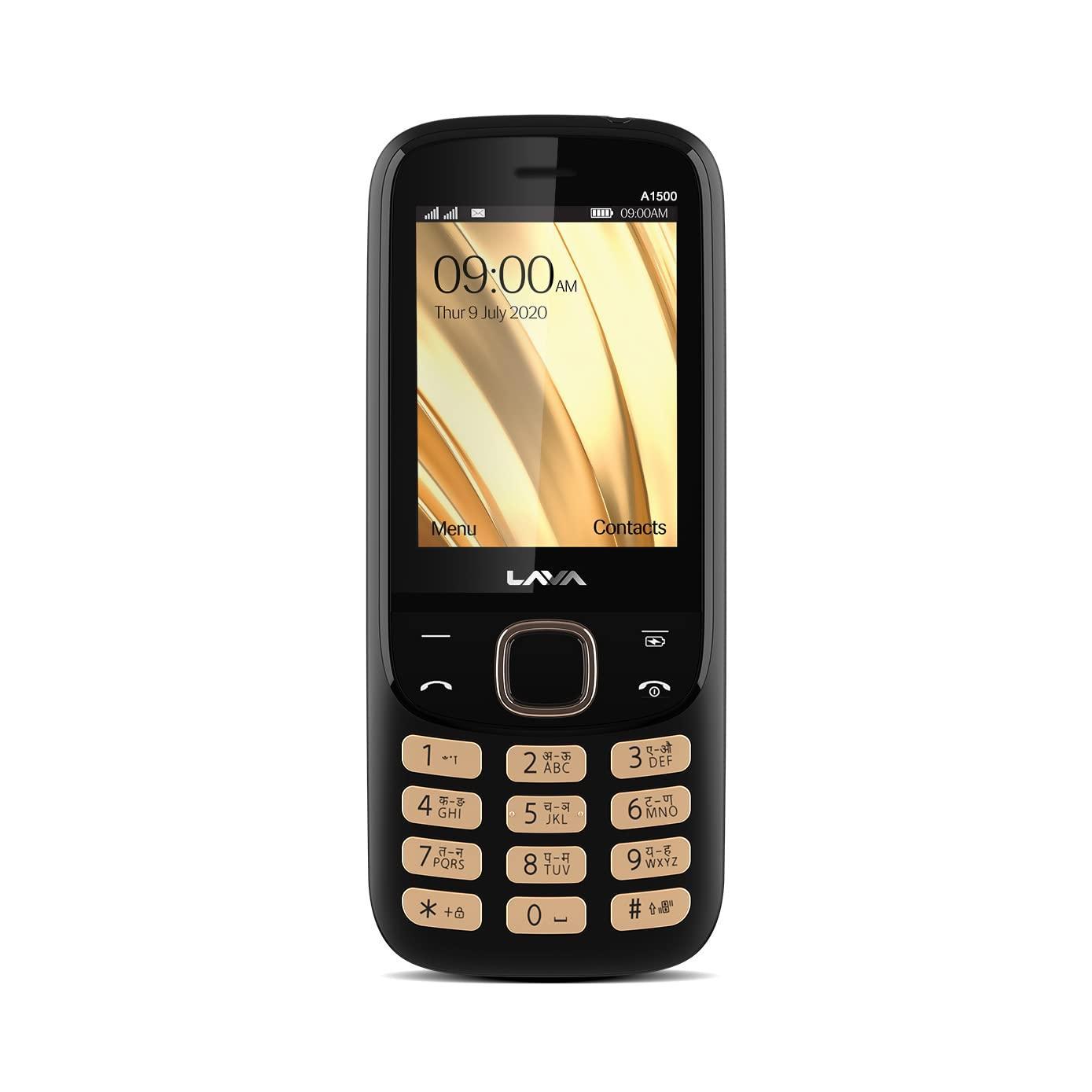 Lava A1500 (Black Gold), Dual Sim Keypad Mobile with 2.4" Big Display, 6 Days Battery Backup, VGA Camera & Military Grade Certified Strong Body - Triveni World