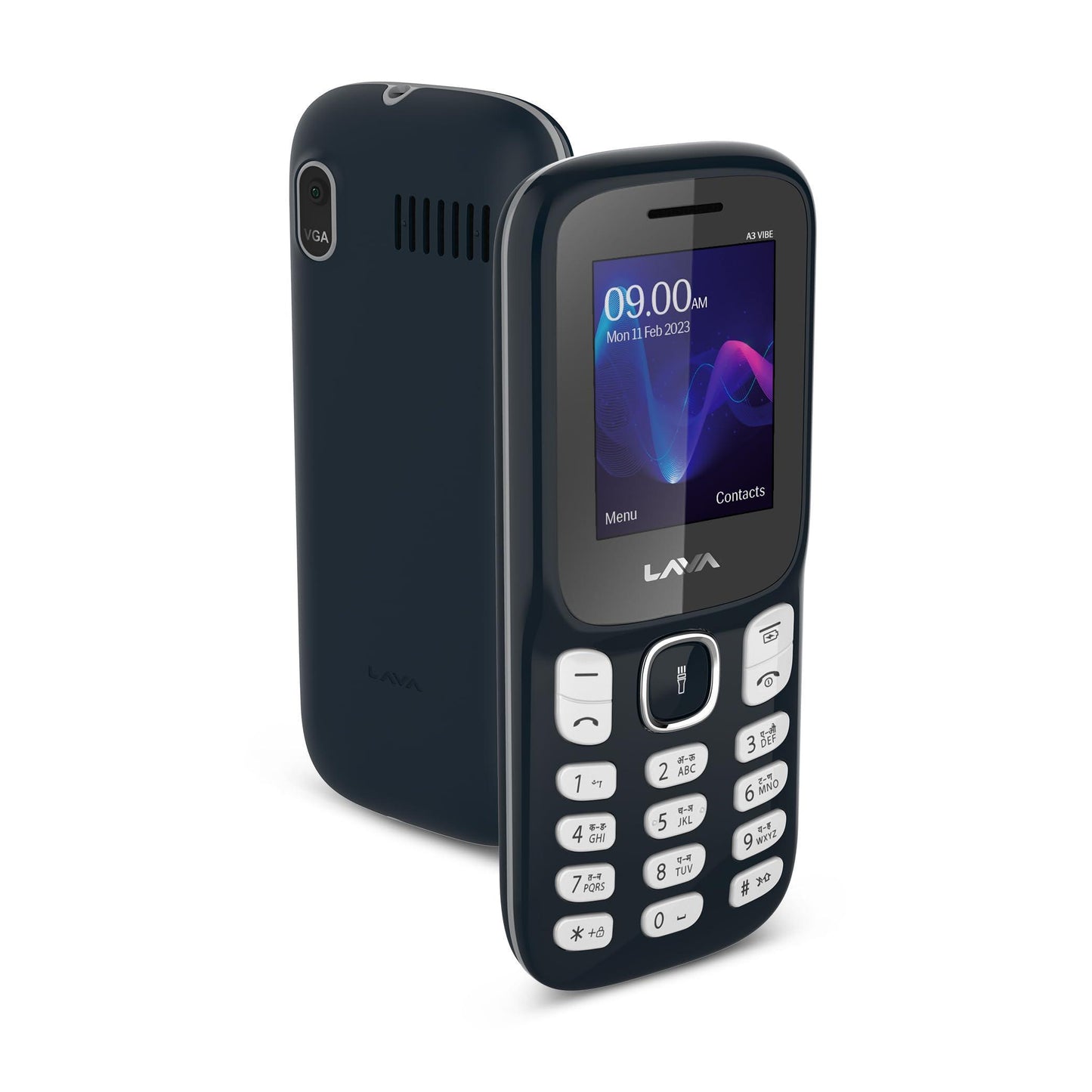 Lava A3 Vibe: Dual Sim Mobile with Vibrant Keypad, 1750mAh Big Battery, and Wireless FM - Perfect for Long-Lasting Performance with Additional 32GB Expandable Memory Slot | Dark Blue - Triveni World