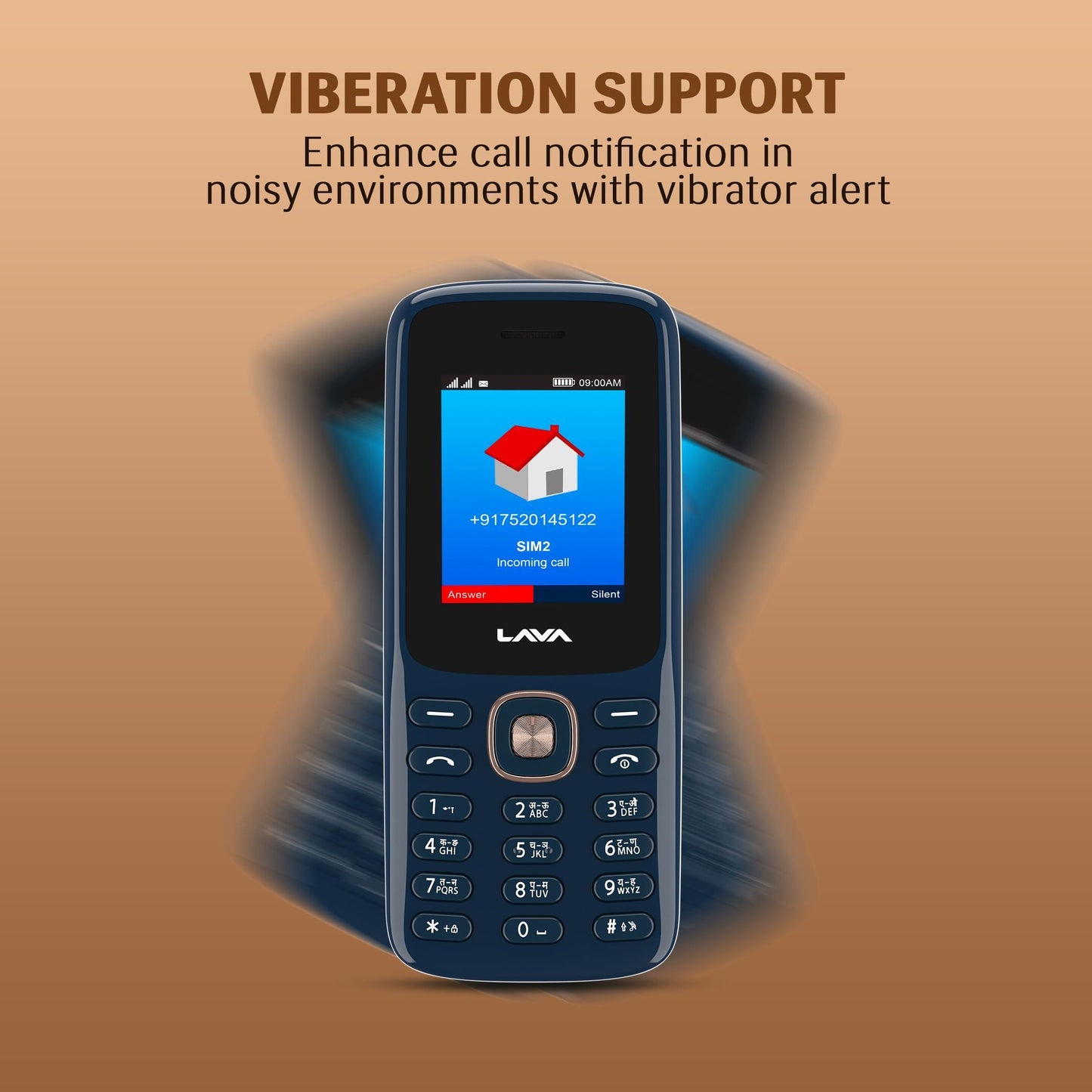 Lava All-New A1 Copper Keypad Mobile Phone with Long Lasting Smart AI Battery | 1.77inch Display | Bluetooth Support | Military Grade Certified | 32 GB Expandable Memory | (Blue Silver) - Triveni World