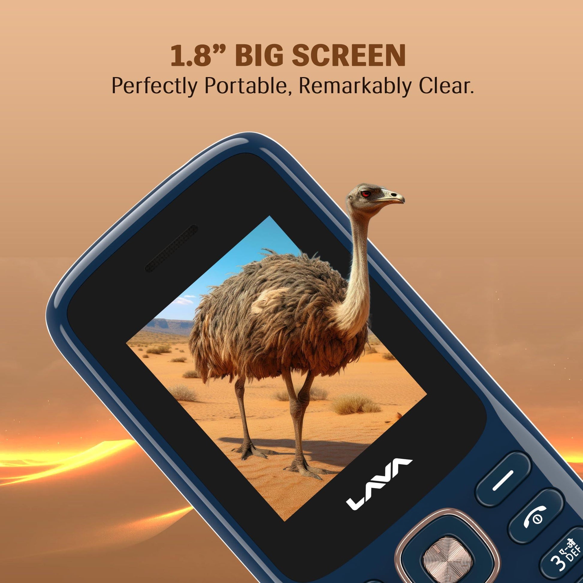 Lava All-New A1 Copper Keypad Mobile Phone with Long Lasting Smart AI Battery | 1.77inch Display | Bluetooth Support | Military Grade Certified | 32 GB Expandable Memory | (Blue Silver) - Triveni World