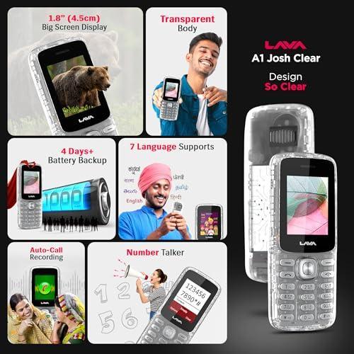 Lava All-New A1 Josh Clear Keypad Mobile Phone with BOL Feature | Upto 11 Days of Battery Backup |Message Speak | Auto Call Recording | 22 Launguages Read Support | Call Blink Notification | Clear - Triveni World