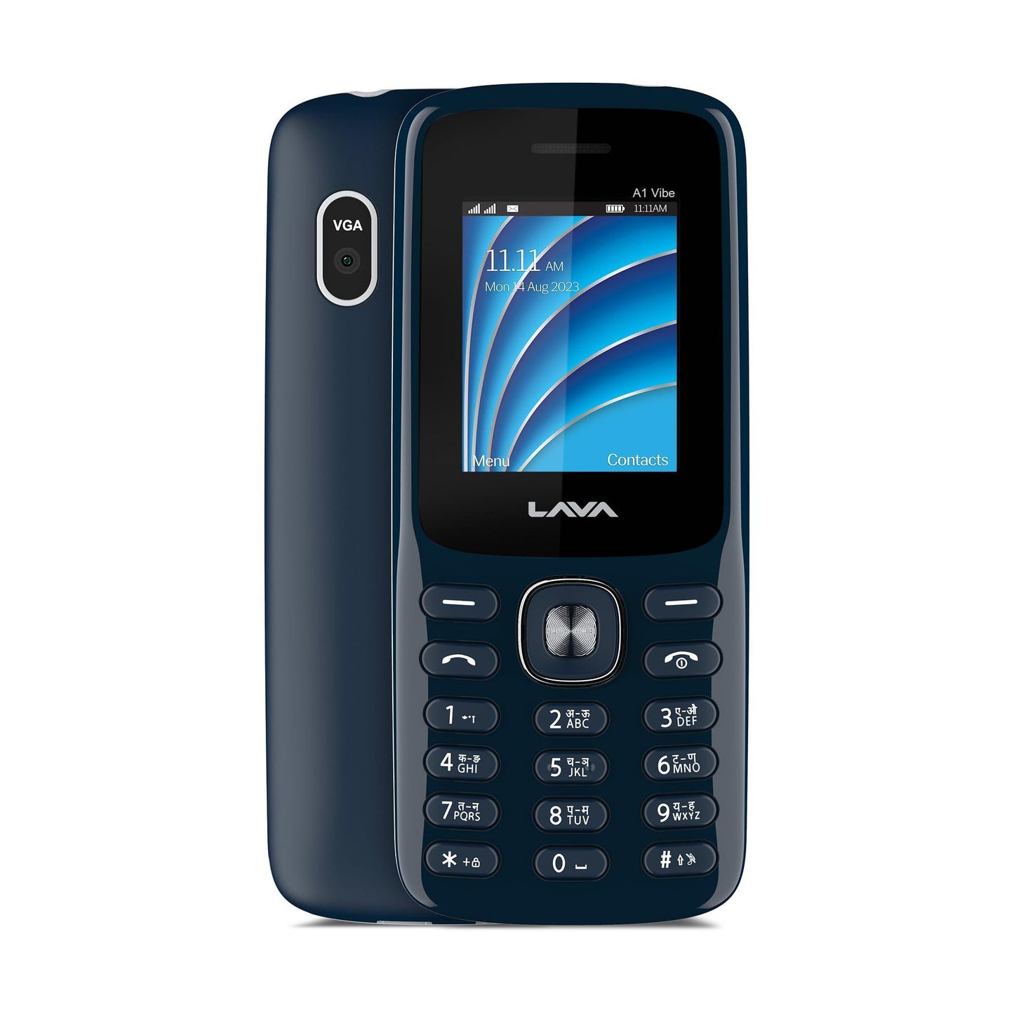 Lava All-New A1 Vibe Keypad Phone with Long Lasting Smart AI Battery, 1.77inch Display, 32 GB Expandable Memory, Bluetooth Support, Military Grade Certified | Blue Silver - Triveni World
