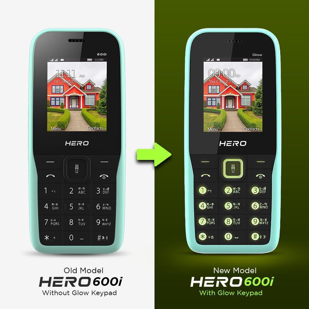 Lava All-New Hero 600i Glow Keypad Phone with Long Lasting Battery, 10 Regional Languages Input Support, Auto Call Recording, Wireless FM with Recording and 32 GB Expandable Storage (Mint Green) - Triveni World