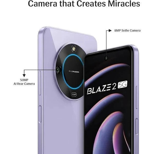 Lava Blaze 2 5G (Glass Lavender, 6GB RAM, 128GB Storage)| Stunning Ring Light| 50 MP AI Camera |5000 mAh Battery| Upto 12 GB Expandable RAM - Triveni World