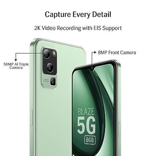 Lava Blaze 5G (Glass Green, 8GB RAM, UFS 2.2 128GB Storage) | 5G Ready | 50MP AI Triple Camera | Upto 16GB Expandable RAM | Charger Included | Clean Android (No Bloatware) - Triveni World