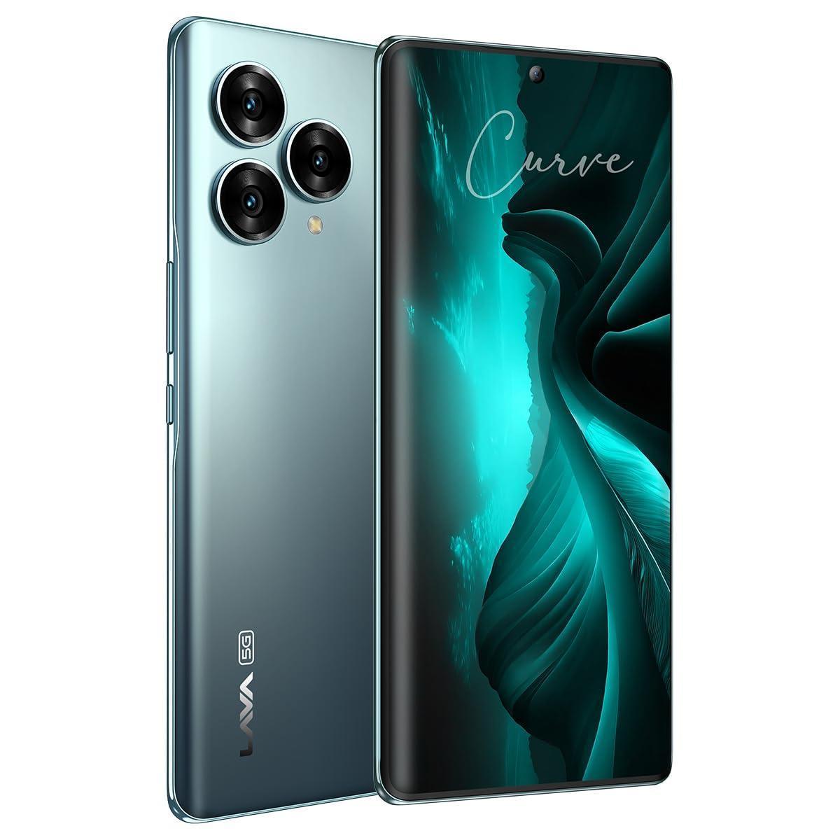 Lava Blaze Curve 5G (Glass Viridian, 8GB LPDDR5 RAM, UFS 3.1 128GB Storage) | 120Hz Curved Amoled Display |2.6GHz Dimensity 7050 6nm Processor |64 MP Primary Sony Sensor - Triveni World
