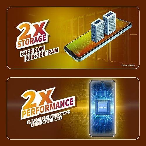Lava Yuva 2 (3 GB RAM, UFS 2.2 64GB Storage) - Glass Blue|Unisoc T606 Octa Core Processor| 90 Hz Refresh Rate|Side Fingerprint Sensor|13MP Dual AI Camera| 5000 mAh Battery| Upto 6GB Expandable RAM - Triveni World