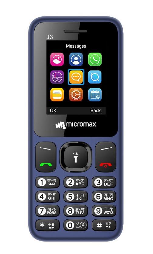 Micromax All-New J3 Sleek & Stylish |Keypad Mobile with 1.77" Screen|Auto Call Recording | Bright Torch| Wireless FM | Blue - Triveni World