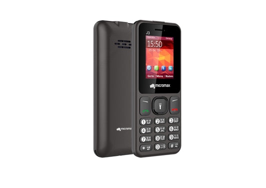 Micromax All-New J3 Sleek & Stylish |Keypad Mobile with 1.77" Screen|Auto Call Recording | Bright Torch| Wireless FM |Grey| - Triveni World