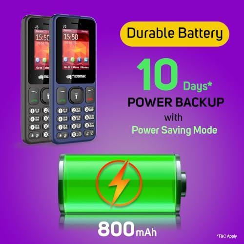 Micromax All-New J3 Sleek & Stylish |Keypad Mobile with 1.77" Screen|Auto Call Recording | Bright Torch| Wireless FM |Grey| - Triveni World