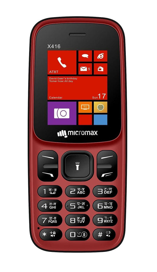 Micromax All-New X416 keypad Mobile with 1.8" Screen|Auto Call Recording | Power Saving Mode| Bright Torch | Expandable Storage Upto 16GB | Wireless FM | Black & Red| - Triveni World