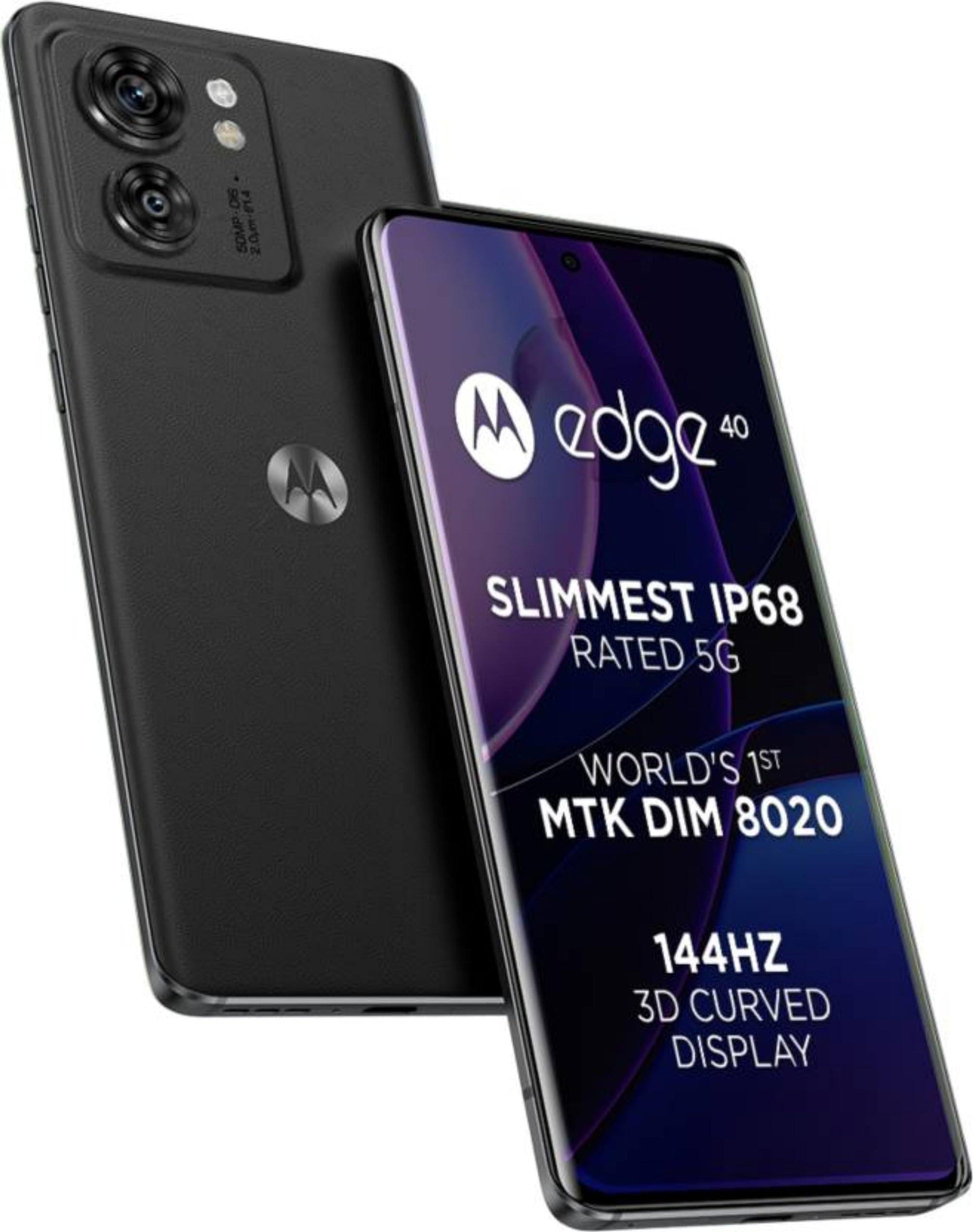 Motorola Edge 40 5G (Eclipse Black, 8GB RAM, 256GB Storage)| 6.55" pOLED Display | 50MP + 13MP | 32MP Front Cam | MediaTek Dimensity 8020 Processor | On-Screen Fingerprint | Super Slim IP68 Waterproof - Triveni World