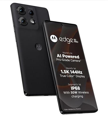 Motorola Edge 50 Pro 5G with 125W Charger (Black Beauty, 12GB RAM, 256GB Storage)| 24GB (12+12) RAM with RAM Boost | 50MP+13MP+10MP | 50MP Front Camera | 125W TurboPower Charging | IP68 Waterproof - Triveni World