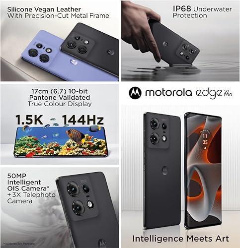 Motorola Edge 50 Pro 5G with 125W Charger (Black Beauty, 12GB RAM, 256GB Storage)| 24GB (12+12) RAM with RAM Boost | 50MP+13MP+10MP | 50MP Front Camera | 125W TurboPower Charging | IP68 Waterproof - Triveni World