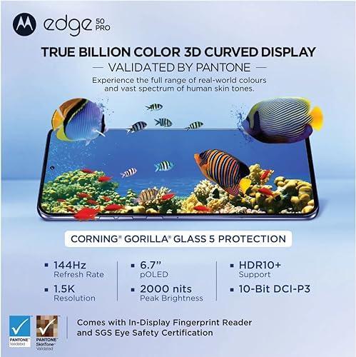 Motorola Edge 50 Pro 5G with 125W Charger (Black Beauty, 12GB RAM, 256GB Storage)| 24GB (12+12) RAM with RAM Boost | 50MP+13MP+10MP | 50MP Front Camera | 125W TurboPower Charging | IP68 Waterproof - Triveni World