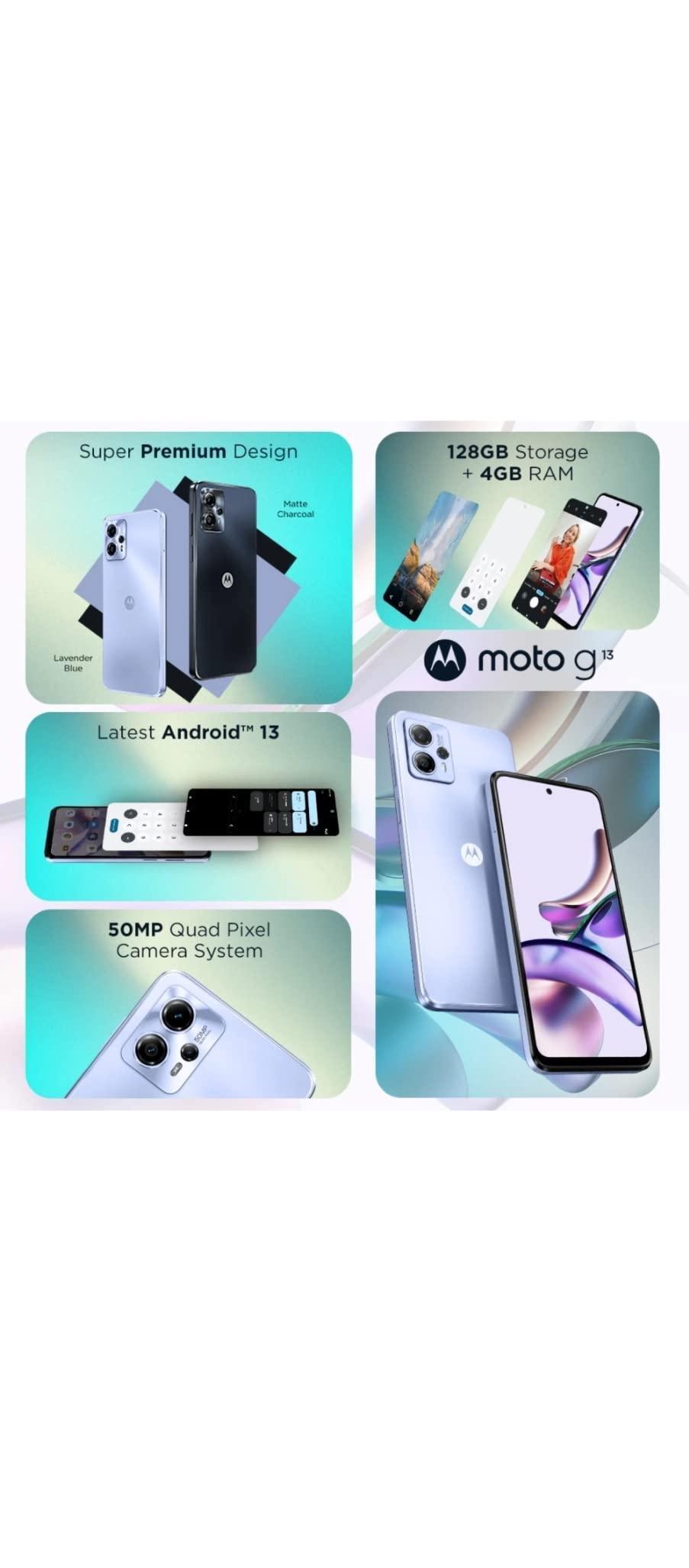 Motorola G13 4G (Lavender Blue, 4GB RAM, 128GB Storage) | Mediatek Helio G85 Processor | Rear Camera 50MP + 2MP + 2MP | Front Camera 8MP | 5000mAh Battery - Triveni World