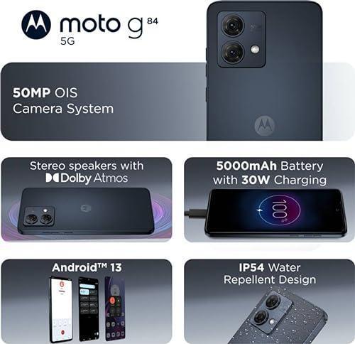 Motorola G84 5G (Midnight Blue, 12GB RAM, 256GB Storage) | 50MP (OIS) | 16MP Front Camera | Snapdragon 695 Processor | Ultra Premium Vegan Leather Design | Unbelievable 5G Speeds with 14 5G Bands - Triveni World