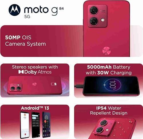 Motorola G84 5G (Viva Magenta, 12GB RAM, 256GB Storage) | 50MP (OIS) | 16MP Front Camera | Snapdragon 695 Processor | Ultra Premium Vegan Leather Design | Unbelievable 5G Speeds with 14 5G Bands - Triveni World