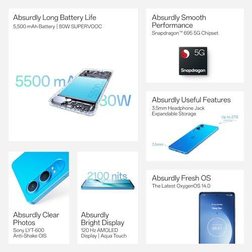 OnePlus Nord CE4 Lite 5G (Mega Blue, 8GB RAM, 256GB Storage) - Triveni World
