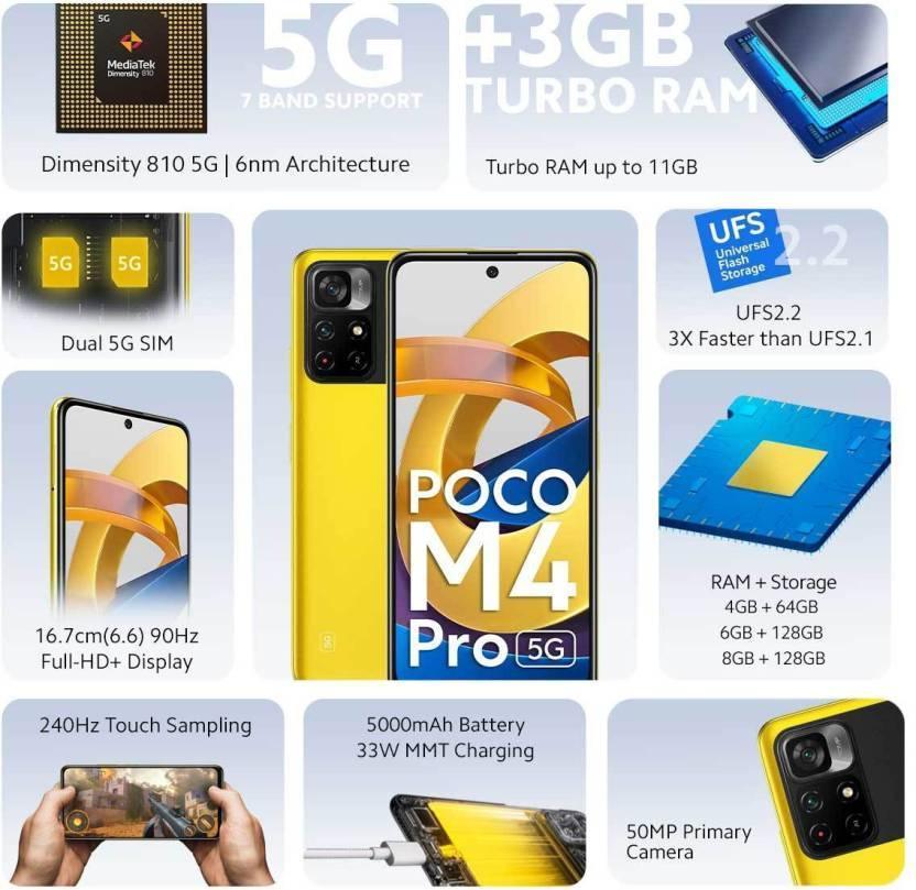 POCO M4 Pro 5G (Yellow, 128 GB)  (8 GB RAM) - Triveni World