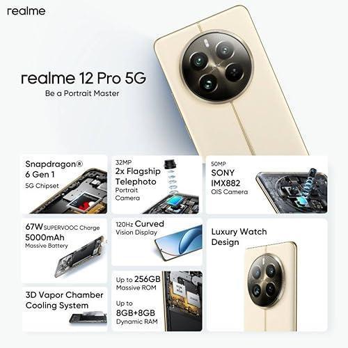 realme 12 Pro 5G (Navigator Beige, 8GB RAM 256 GB Storage) - Triveni World