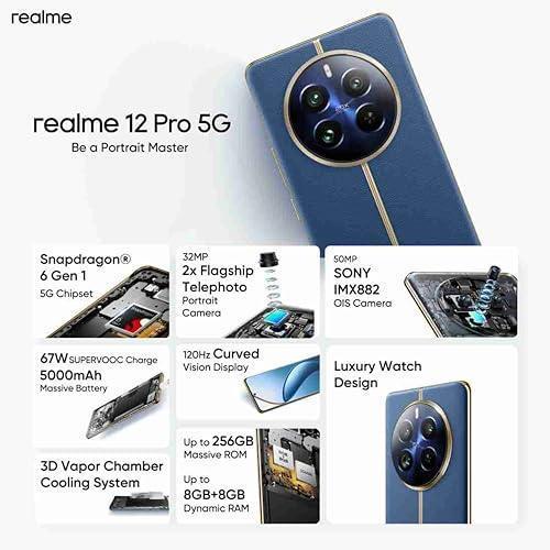realme 12 Pro 5G (Submarine Blue, 8GB RAM, 128GB Storage) | 50 MP Sony IMX882 OIS Camera | 32 MP 2X Flagship Telephoto Portrait Camera | Snapdragon 6 Gen 1 5G Processor | 8 GB+8 GB Dynamic RAM - Triveni World