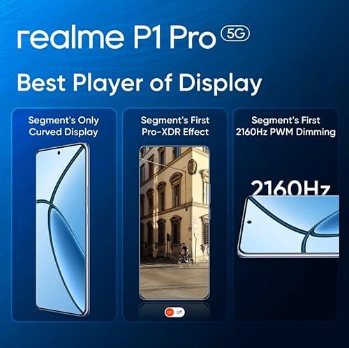 realme P1 Pro 5G (Parrot Blue, 8GB RAM, 256GB Storage) | Up to 16 GB Dynamic RAM | Snapdragon 6 Gen 1 Processor | 6.7" Curved AMOLED Display | 50MP + 8MP | 16MP Front Camera | IP65 Water Resistance - Triveni World