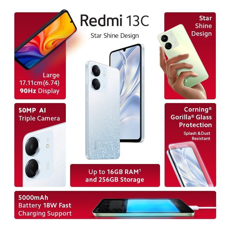 Redmi 13C (Starfrost White, 4GB RAM, 128GB Storage) | Powered by 4G MediaTek Helio G85 | 90Hz Display | 50MP AI Triple Camera - Triveni World