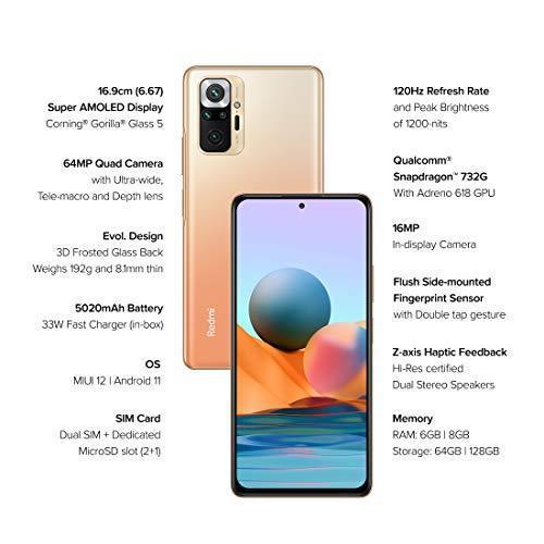 Redmi Note 10 Pro (Vintage Bronze, 6GB RAM, 128GB Storage) -120Hz Super Amoled Display | 64MP Camera with 5MP Super Tele-Macro | 33W Charger Included - Triveni World
